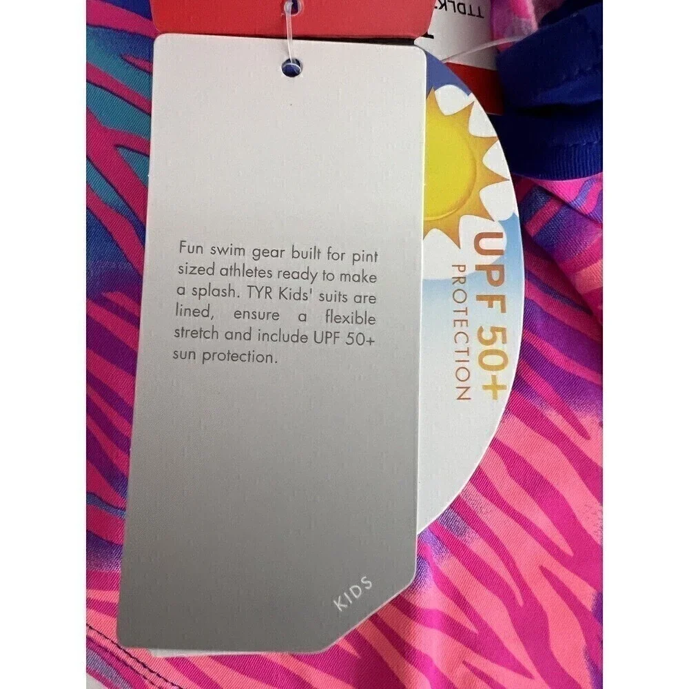 NWT TYR Pink Multicolor Claire Swimsuit Crisscross Tank Top Size Small (6/6X)